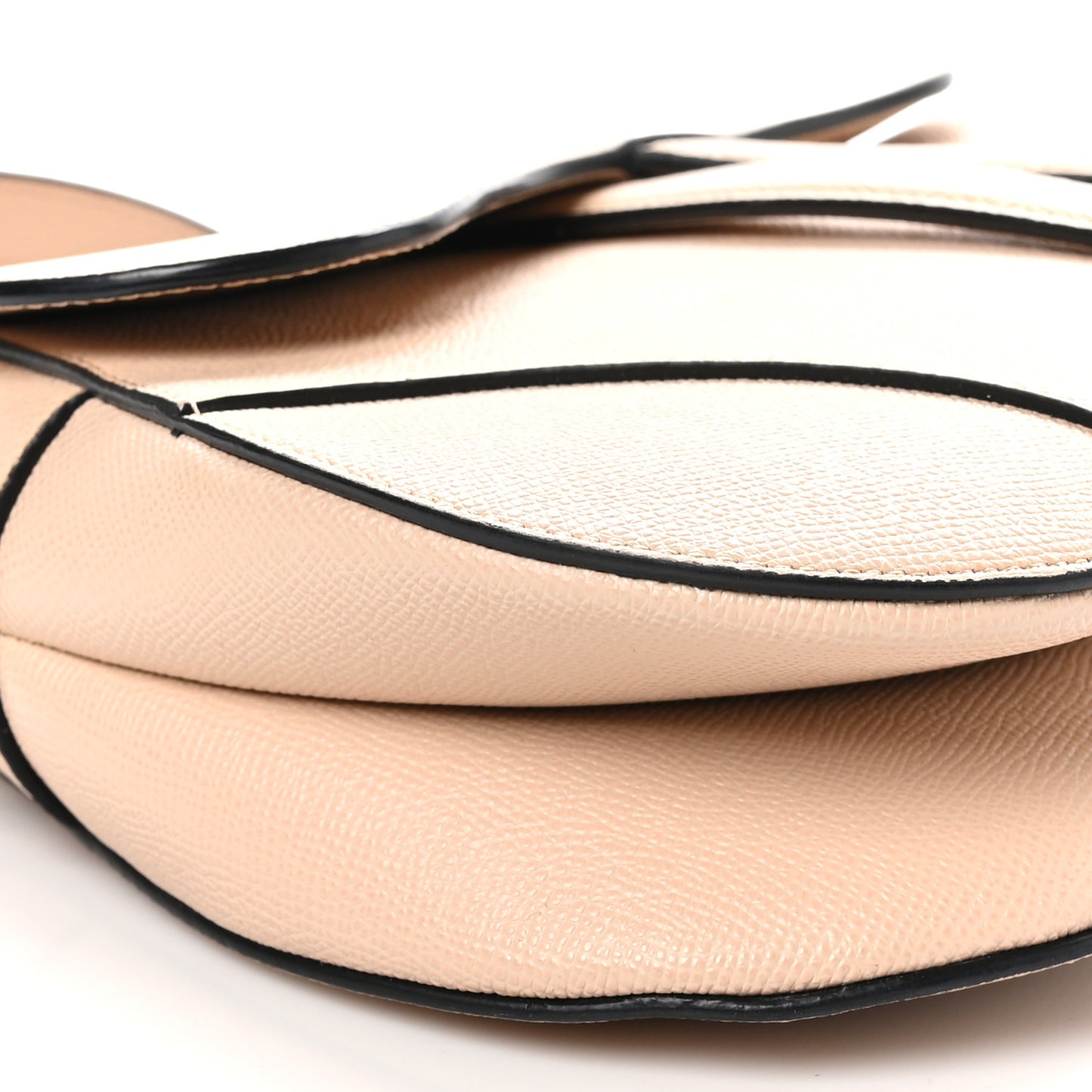 Grained Calfskin Saddle Bag With Strap Beige
