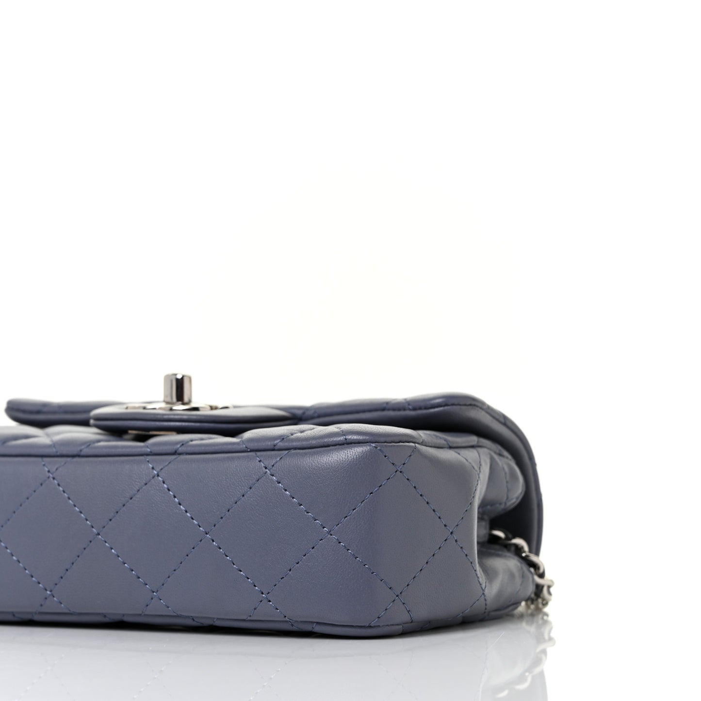 Lambskin Quilted Extra Mini Rectangular Flap Blue