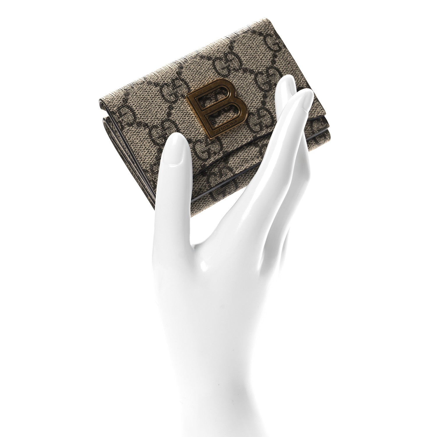 Gucci X BALENCIAGA GG Supreme Monogram Card Case Wallet Beige Ebony 2 of 7