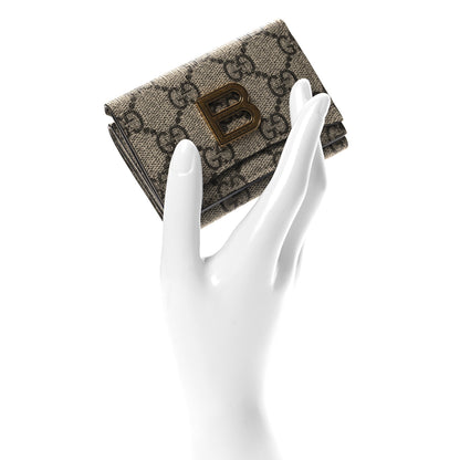 Gucci X BALENCIAGA GG Supreme Monogram Card Case Wallet Beige Ebony 2 of 7