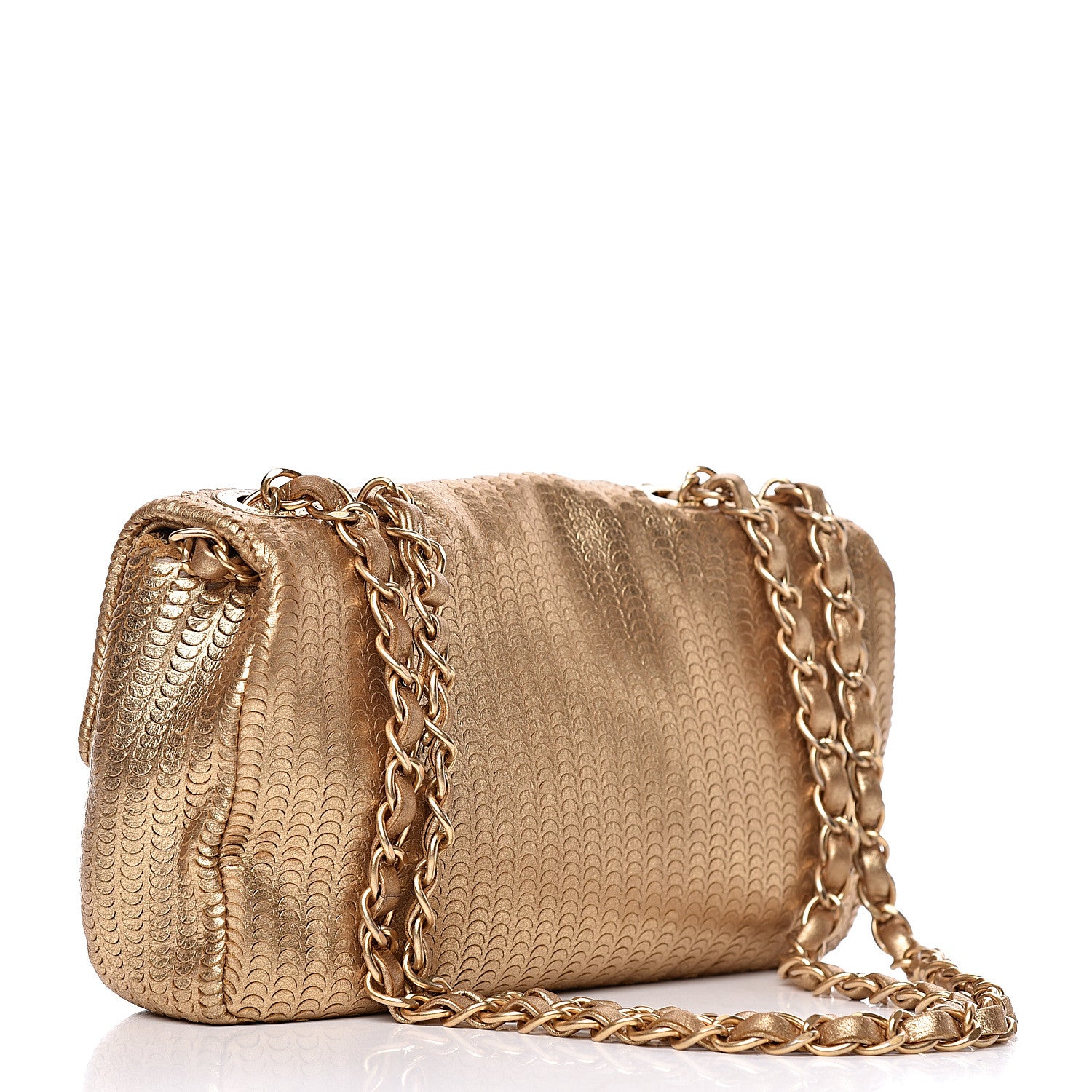 Chanel Metallic Lambskin Laser Cut Small Single Flap Gold 3 of 10