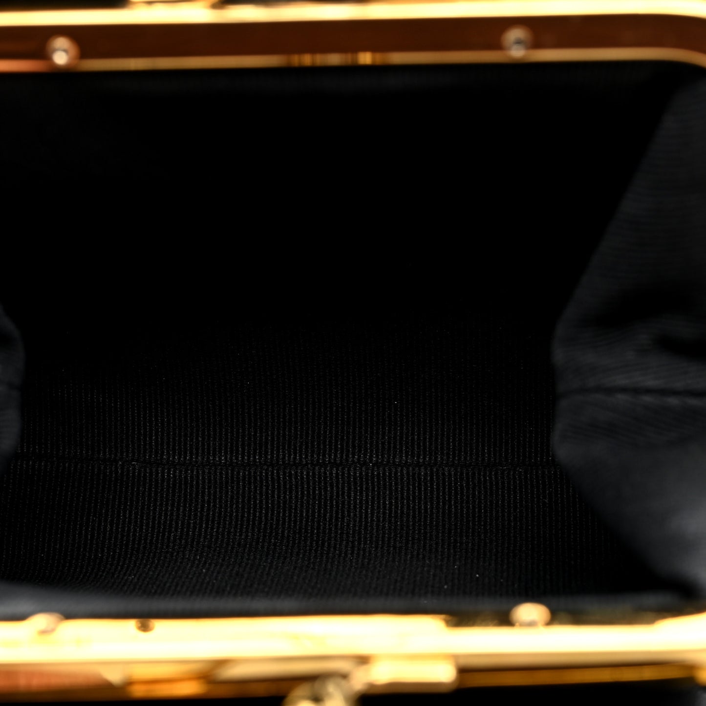 Lambskin Quilted Trio Kiss Lock Clutch With Chain Black
