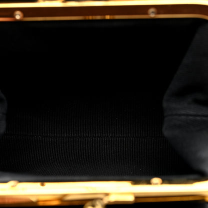 Chanel Lambskin Quilted Trio Kiss Lock Clutch With Chain Black 6 of 12