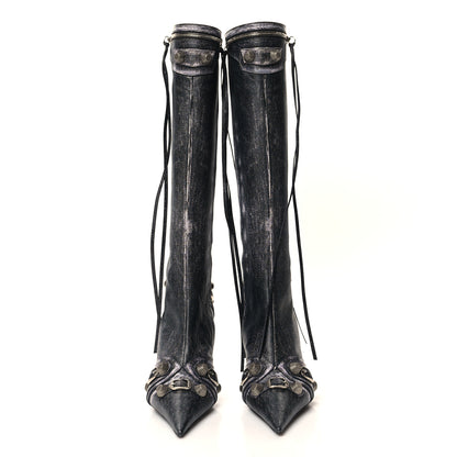 Balenciaga Lambskin Printed Denim Cagole 90mm Boots 40 Black 2 of 8