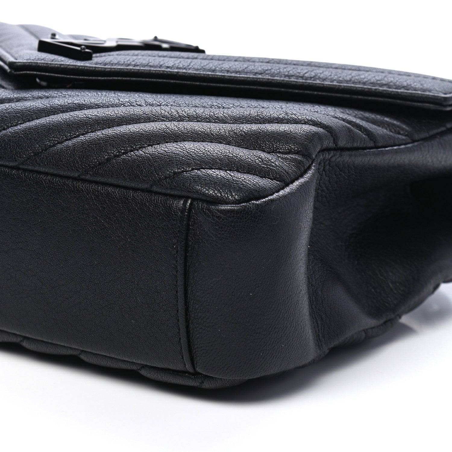 Saint Laurent Sheepskin Matelasse Chevron Monogram Monochrome Medium College Bag Black 9 of 9