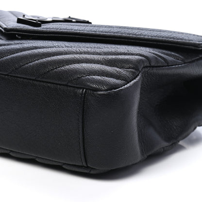 Saint Laurent Sheepskin Matelasse Chevron Monogram Monochrome Medium College Bag Black 9 of 9