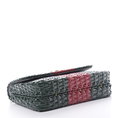Gucci Glazed Wicker Stripe Small Cestino Shoulder Bag Green 4 of 11