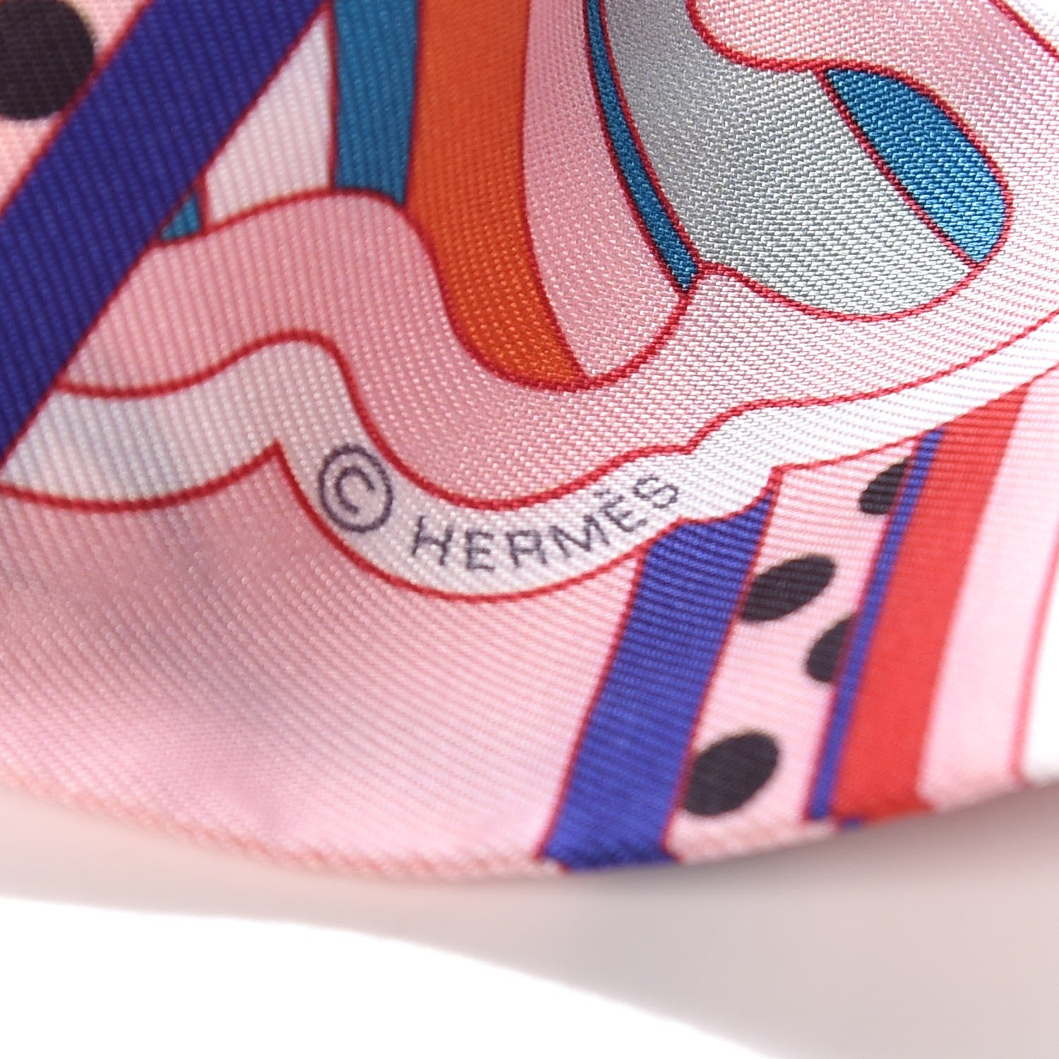 Hermes Silk Faubourg Rainbow Twilly Rose Pale Rouge Vert 4 of 4