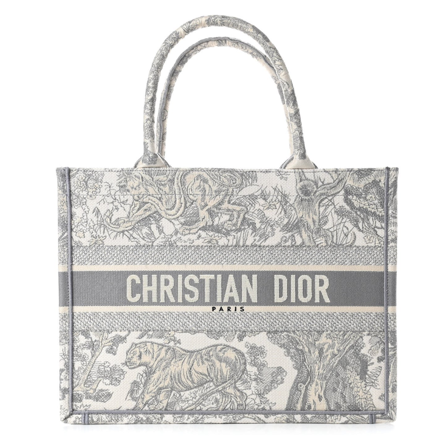 Canvas Embroidered Medium Dioriviera Toile De Jouy Book Tote Gray