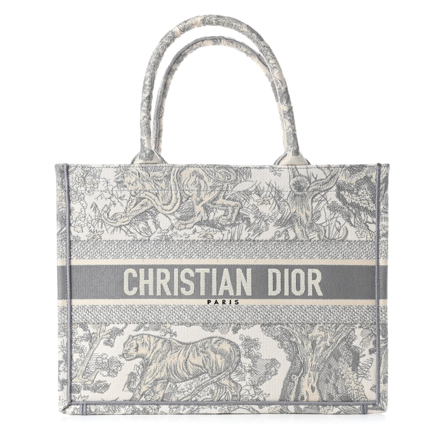 Christian Dior Canvas Embroidered Medium Dioriviera Toile De Jouy Book Tote Gray 1 of 4