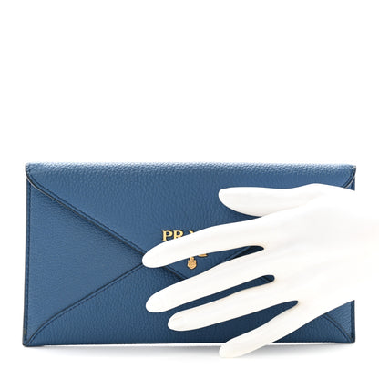 Prada Vitello Grain Envelope Wallet Cobalto 2 of 15