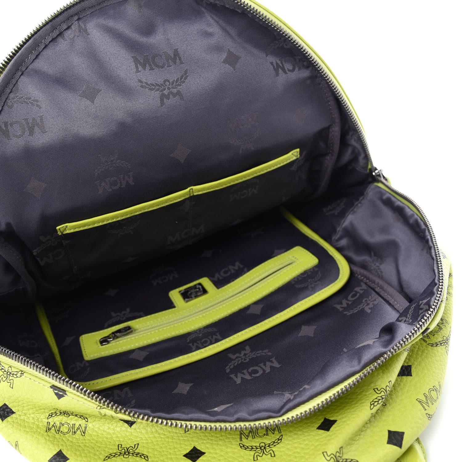 MCM Visetos Studded Medium Stark London Olympic Backpack Green 5 of 11