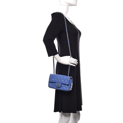 Chanel Patent Calfskin Quilted Mini Rectangular Flap Blue 2 of 14