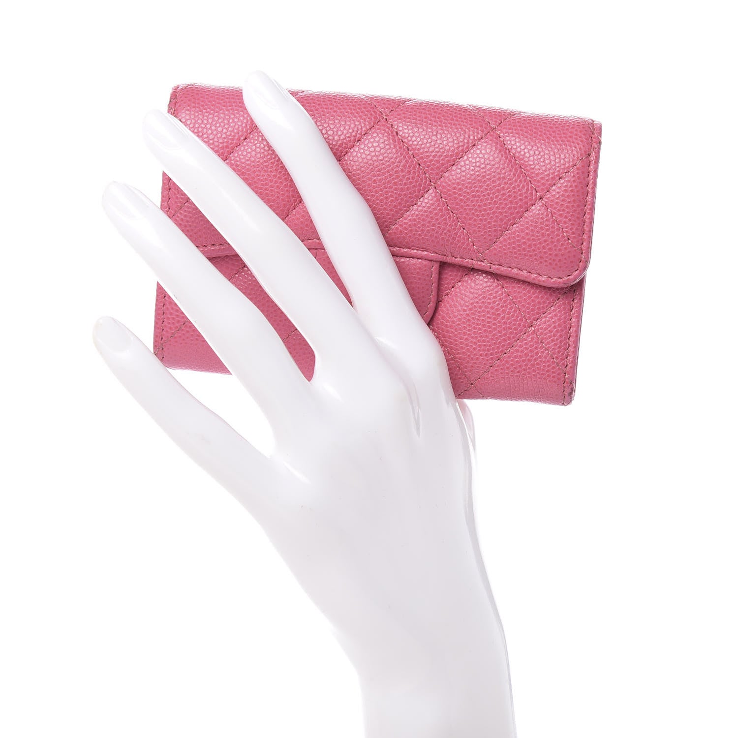 Chanel Caviar Quilted Card Flap Holder Pink 2 of 14