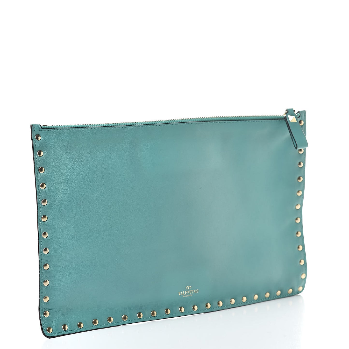 Vitello Large Rockstud Zip Pouch Colibri