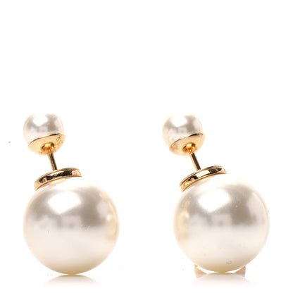 Christian Dior Pearl Mise En Dior Logo Tribal Earrings 3 of 6