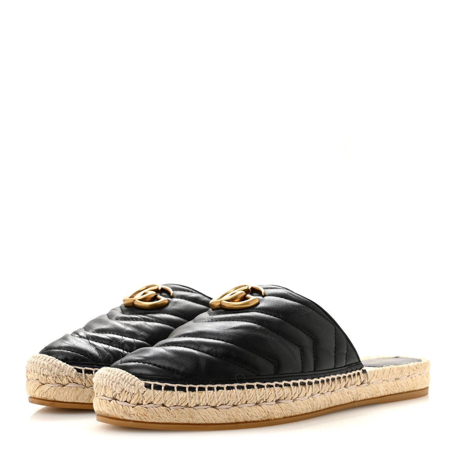 Gucci Nappa Matelasse GG Marmont Espadrille Slippers 39 Black 4 of 10