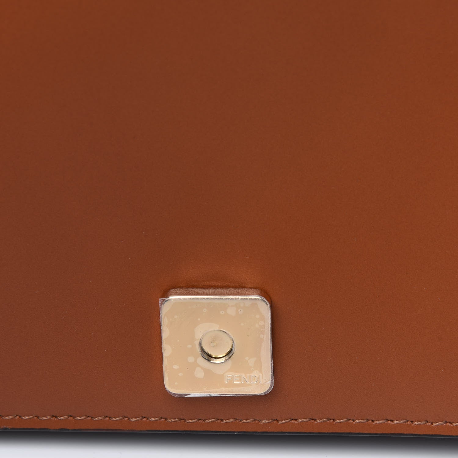 Fendi Vitello King Tamponato Logo Embossed Medium Wallet On Chain Cuoio 8 of 12