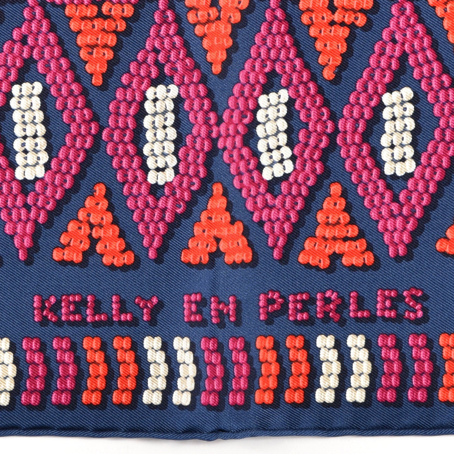 Silk Jersey Kelly En Perles Scarf 45 Marine Fuchsia Rouge