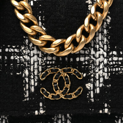 Chanel Tweed Quilted Chanel 19 Wallet On Chain WOC Black White 9 of 13