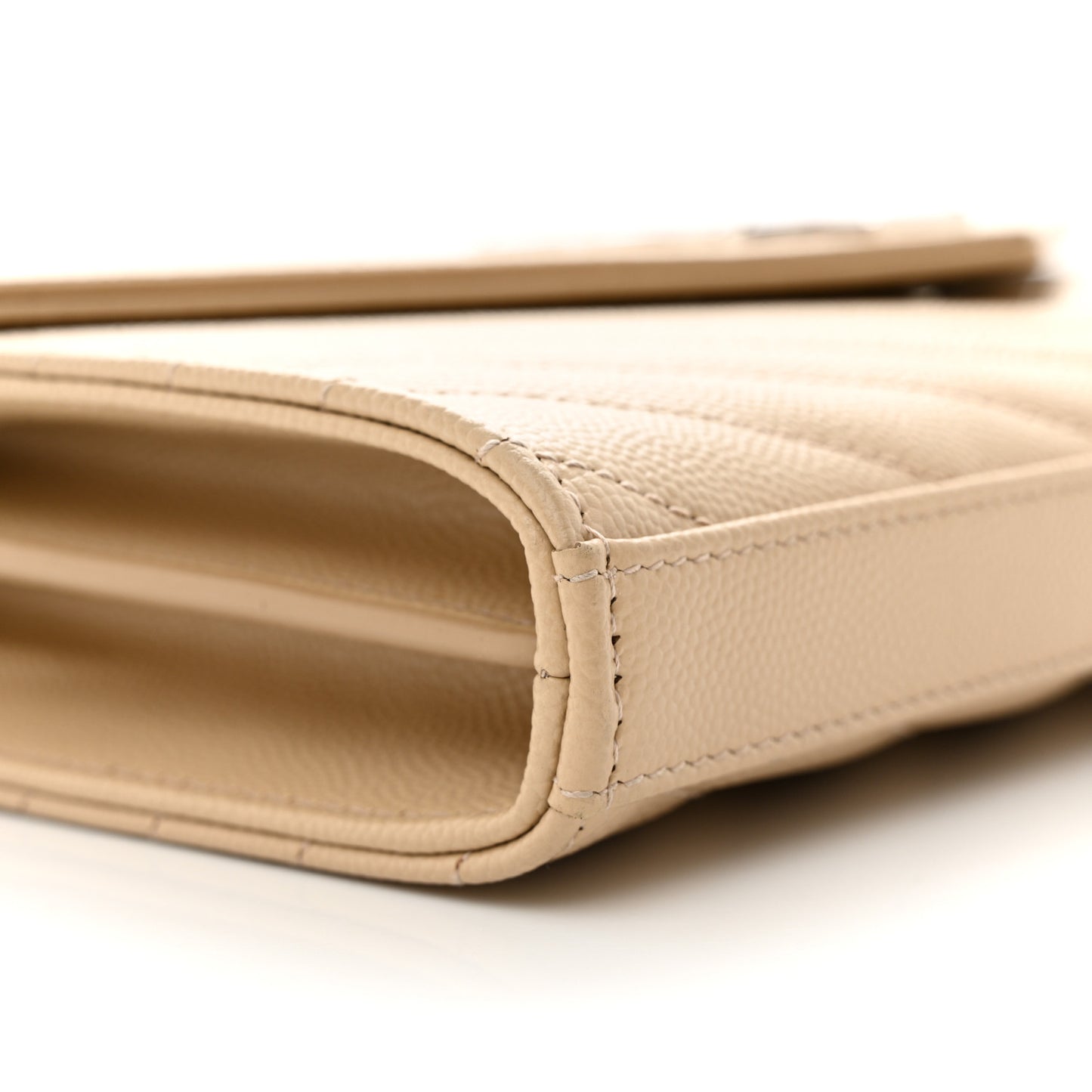 Grain De Poudre Matelasse Chevron Monogram Chain Wallet Dark Beige