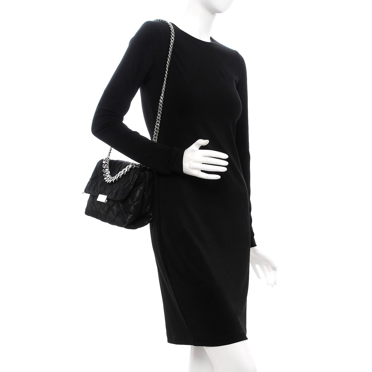 Shaggy Deer Quilted Small Beckett Chain Shoulder Bag Black