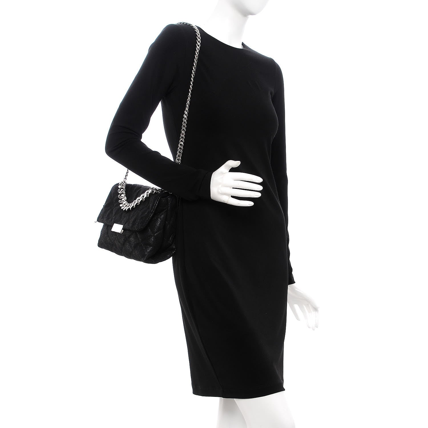 Stella McCartney Shaggy Deer Quilted Small Beckett Chain Shoulder Bag Black 2 of 9