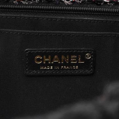 Chanel Shearling Sequin Tweed Quilted Jumbo Flap Black 6 of 14