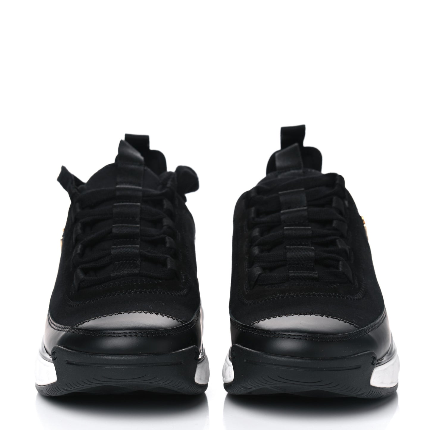Velvet Calfskin Mixed Fibers CC Sneakers 36.5 Black