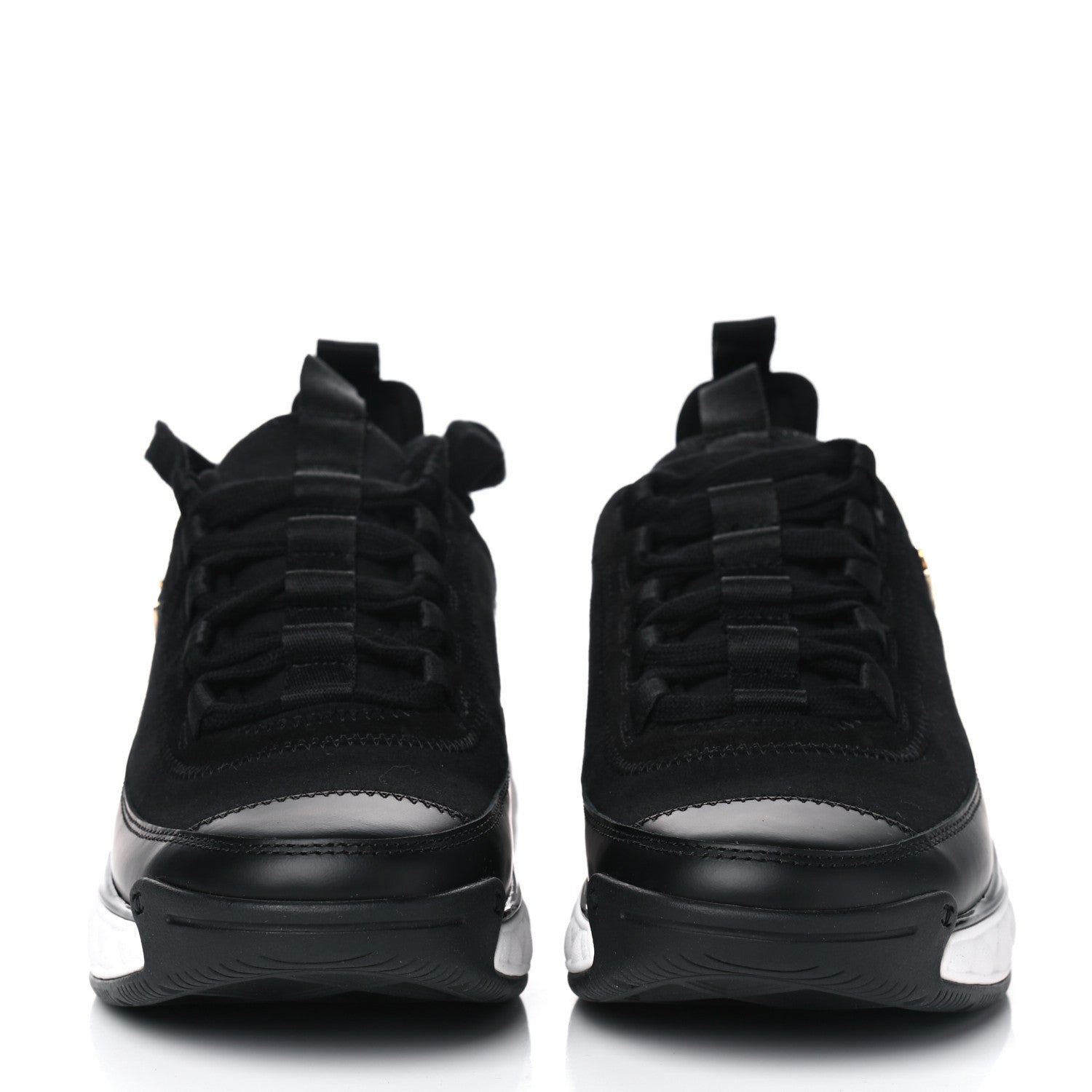 Chanel Velvet Calfskin Mixed Fibers CC Sneakers 36.5 Black 2 of 5