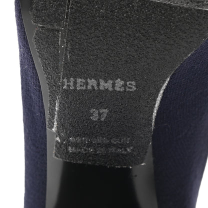Hermes Knit Calfskin Volver Ankle Boots 37 Bleu Diplomatique 6 of 10