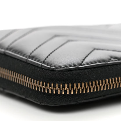 Gucci Calfskin Matelasse GG Marmont Zip Around Organizer Wallet Black 9 of 10