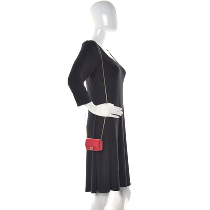 Fendi Vitello Vernice Mou Nano Baguette Charm Rosso Cardinale 2 of 9