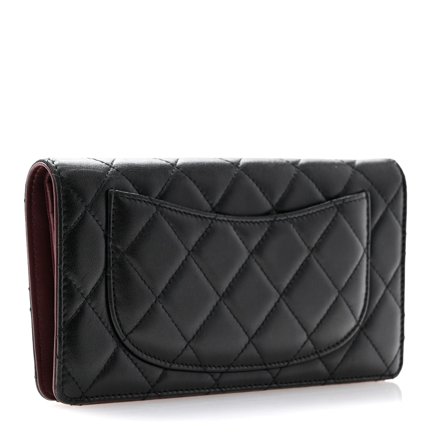 Lambskin Quilted Yen Wallet Black
