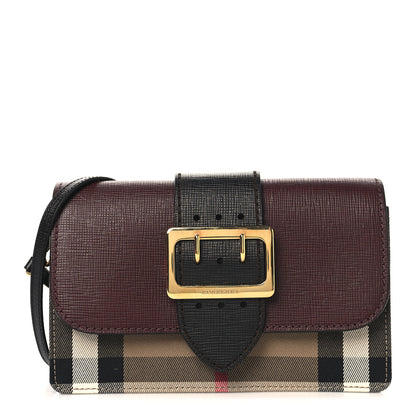 Burberry House Check Bridle Calfskin Madison Buckle Bag Burgundy 1 of 11