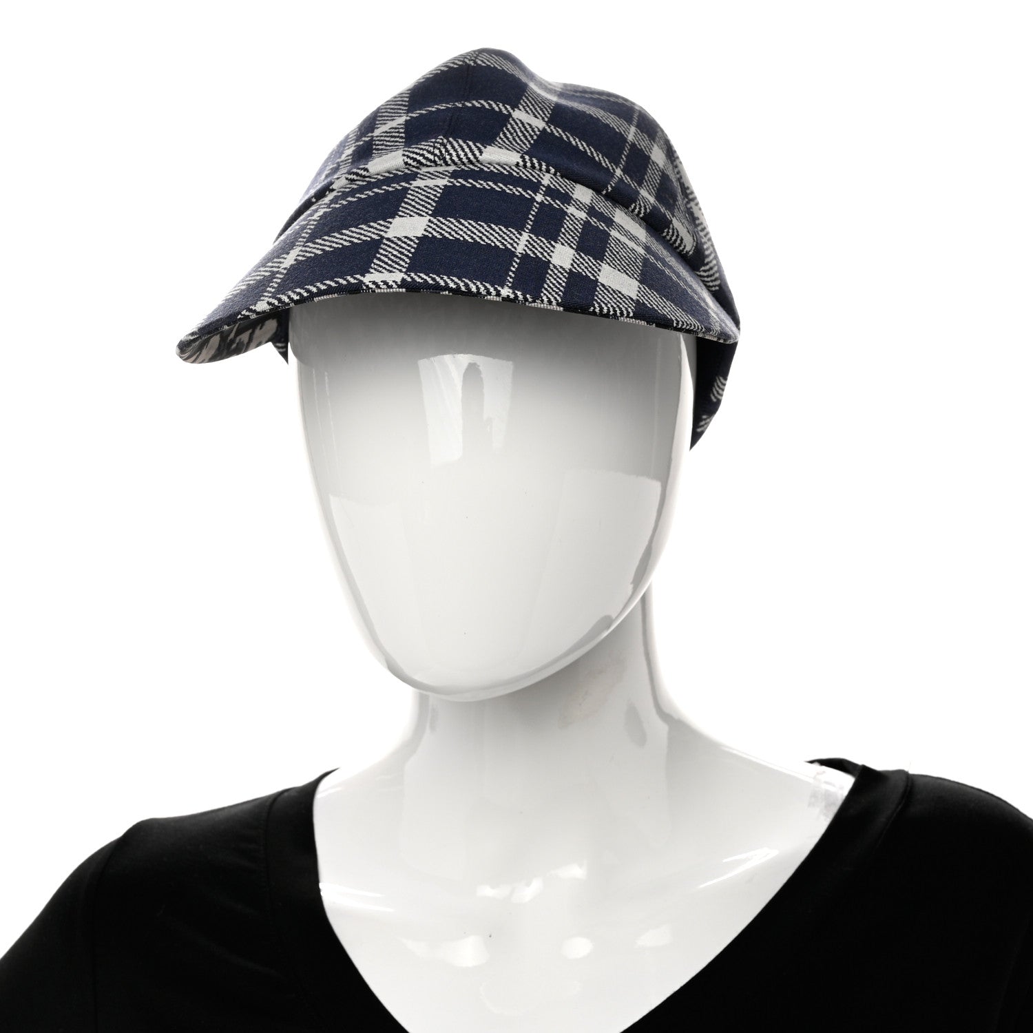 Christian Dior Polyester Cotton Check'N'Dior Oblique School Cap 57 Navy Blue 2 of 9
