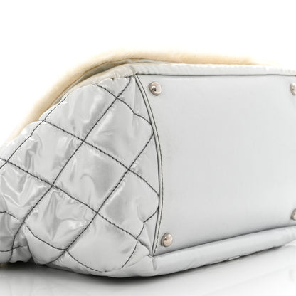 Chanel Vinyl Mohair Trimmed Accordion Arctic Polar Ice Flap Silver 8 of 9