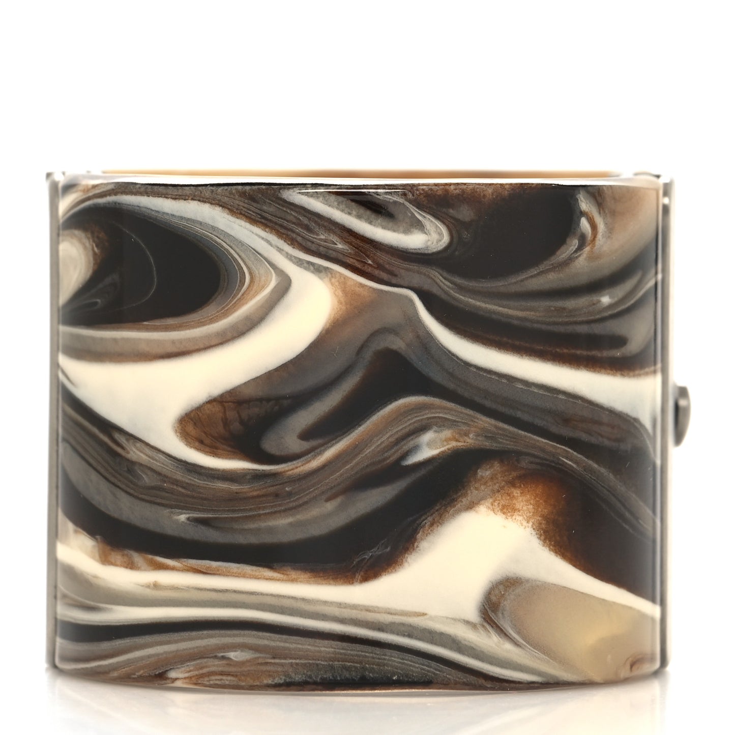Resin Marbled CC Cuff Bracelet Brown Silver