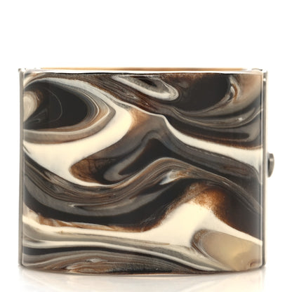 Chanel Resin Marbled CC Cuff Bracelet Brown Silver 3 of 5