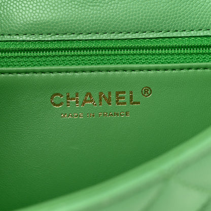 Chanel Caviar Quilted Medium Sweet Classic Flap Green 6 of 11