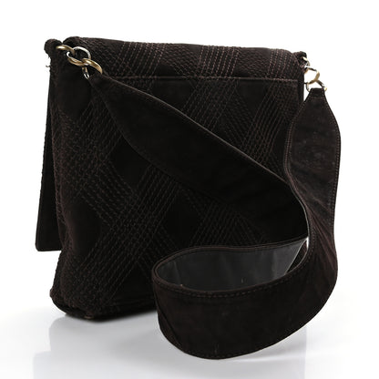 Chanel Suede Stitched CC Messenger Flap Bag Brown 3 of 9