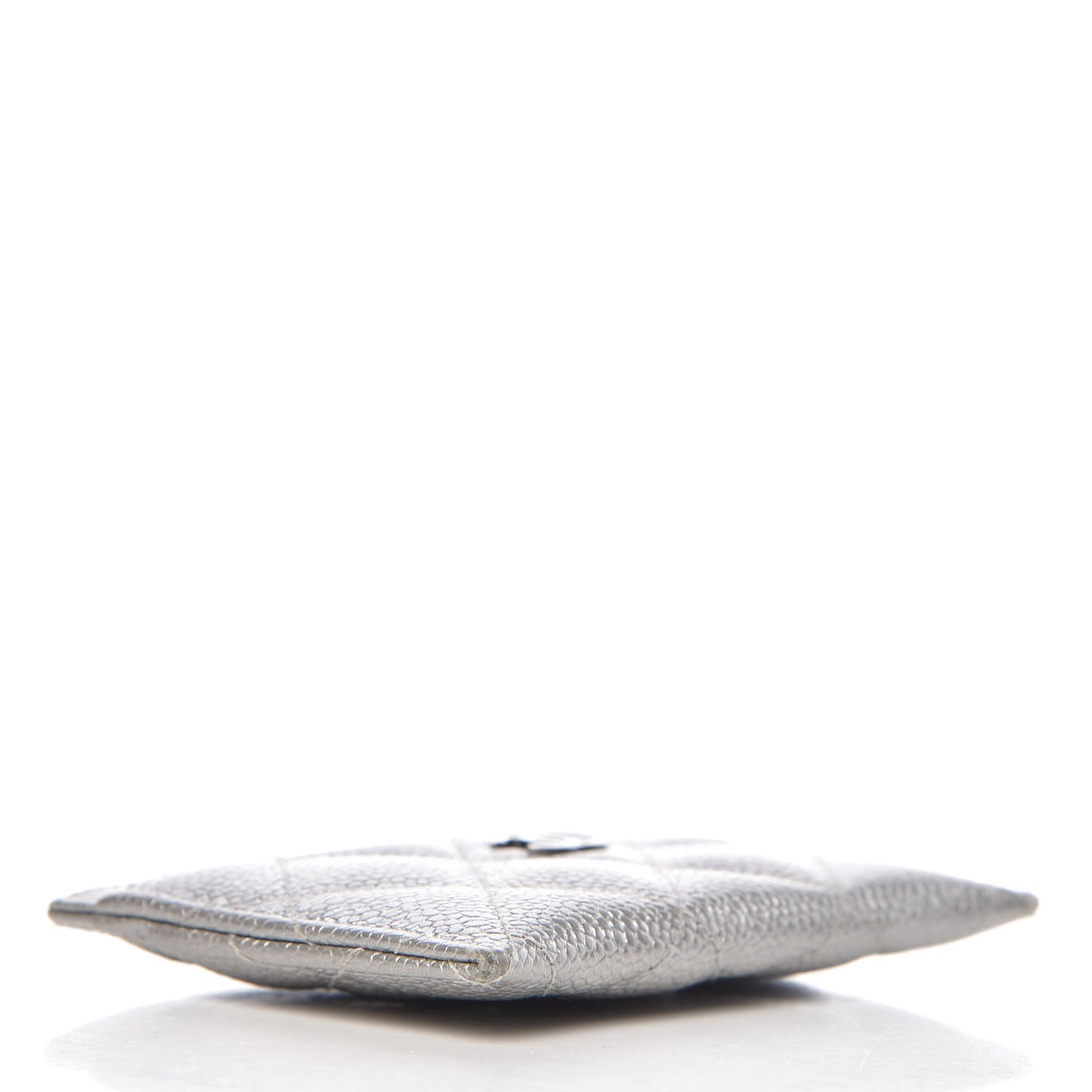 Metallic Caviar Quilted Card Holder Silver