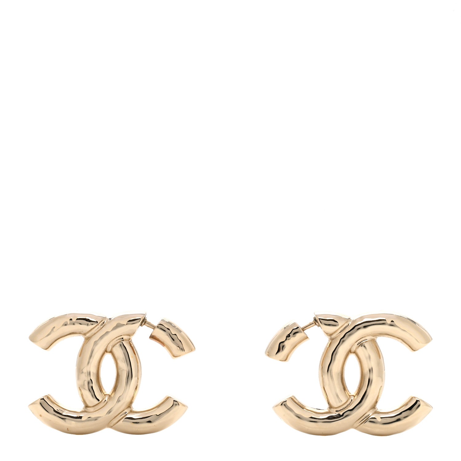 Chanel Metal Large CC Earrings Light Gold 1 of 4