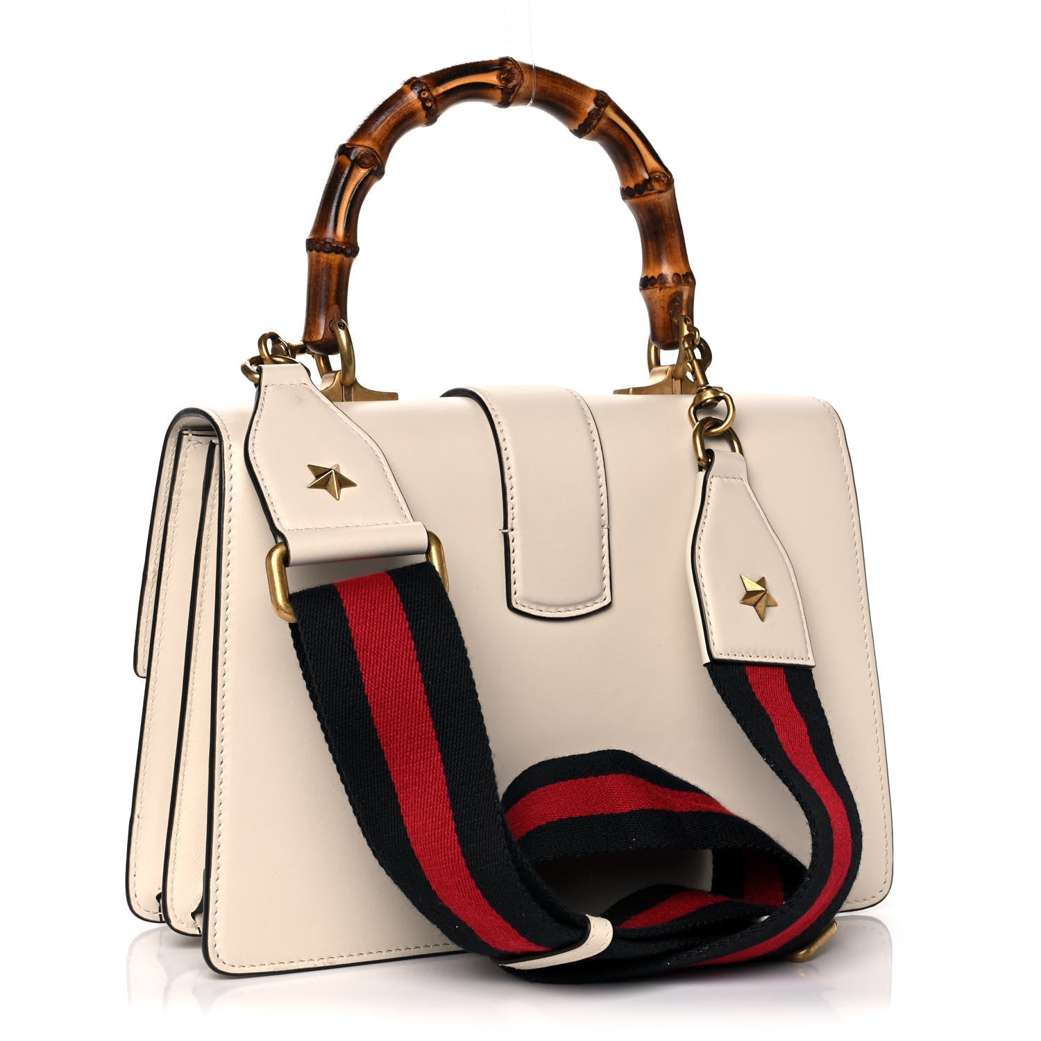Gucci Calfskin Bamboo Web Medium Dionysus Top Handle Bag White Blue Hibiscus Red 3 of 16