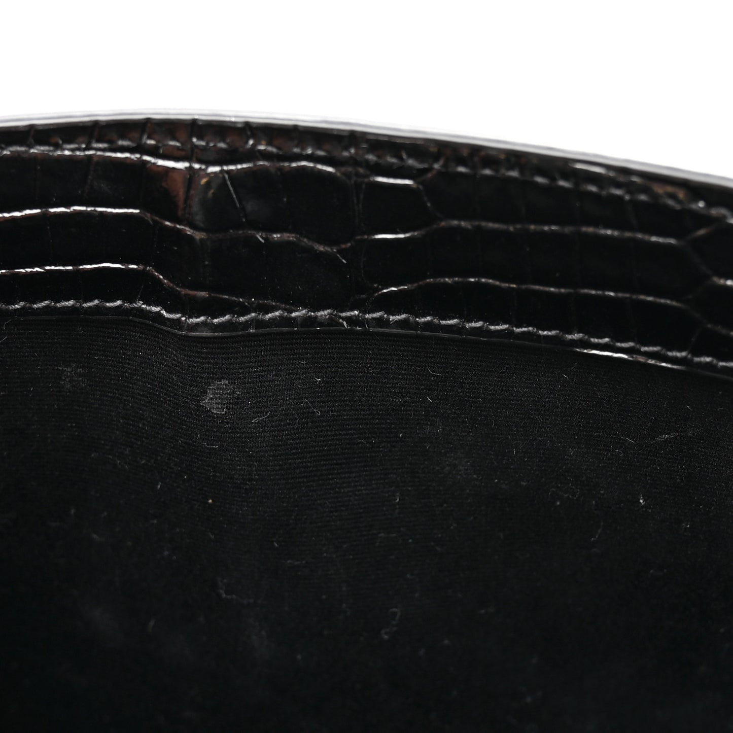 Shiny Calfskin Crocodile Embossed Small Manhattan Baguette Black