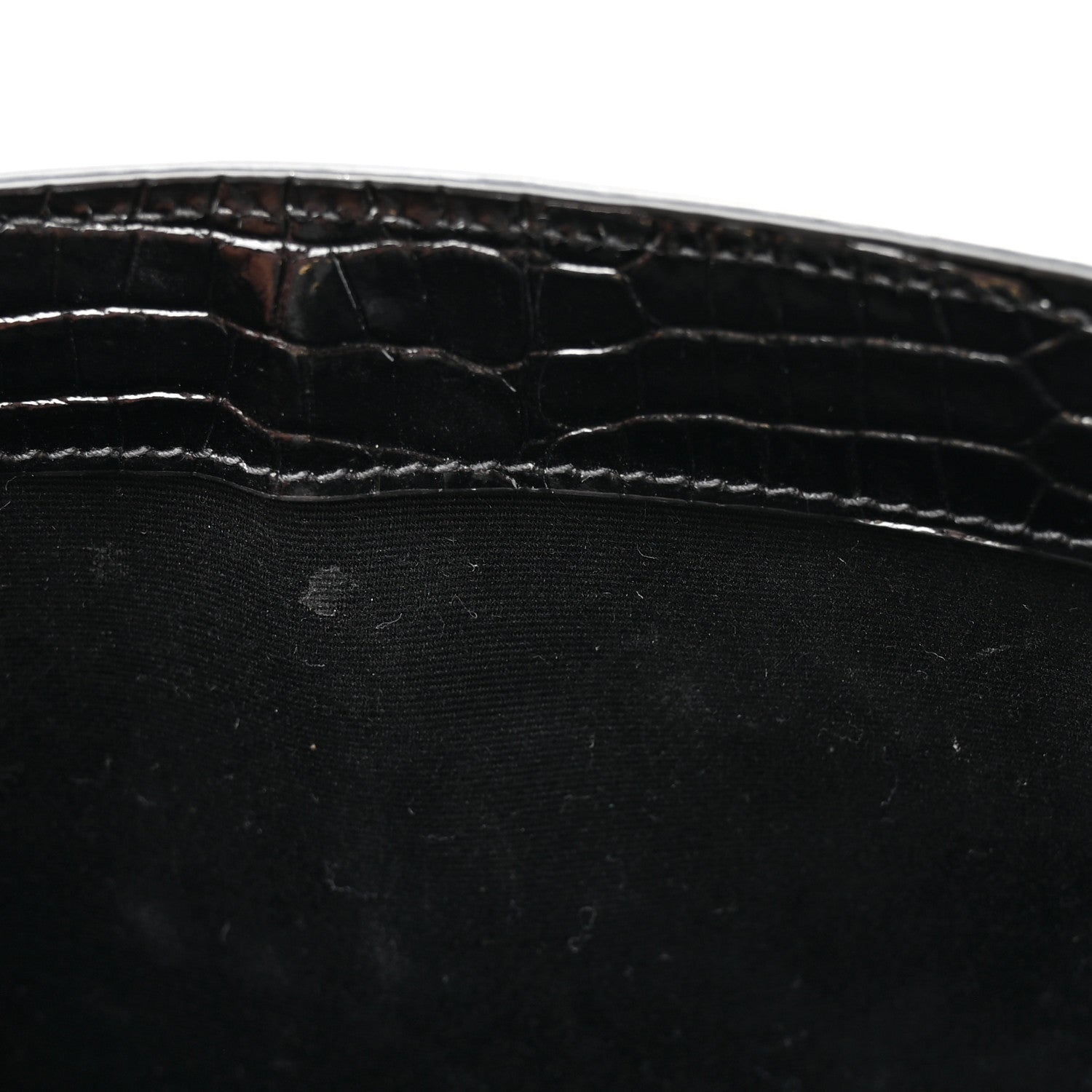 Saint Laurent Shiny Calfskin Crocodile Embossed Small Manhattan Baguette Black 12 of 12
