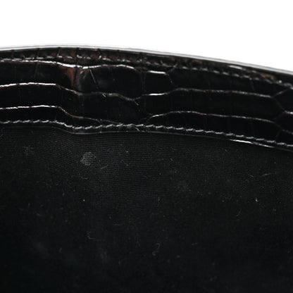 Saint Laurent Shiny Calfskin Crocodile Embossed Small Manhattan Baguette Black 12 of 12
