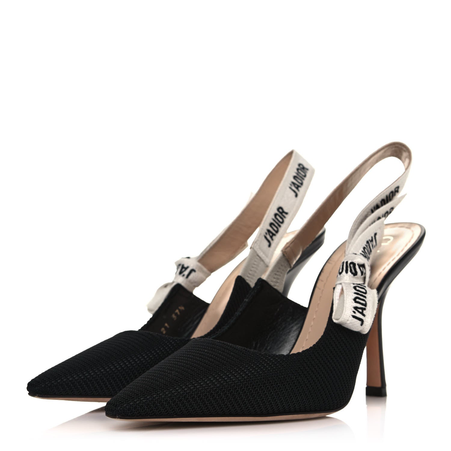 Christian Dior Technical Canvas Ribbon J'Adior Slingback 100mm Pumps 37.5 Black 3 of 8