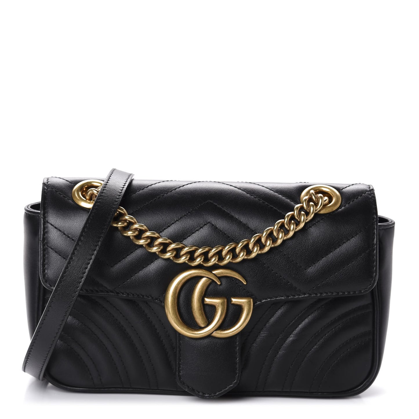 Calfskin Matelasse Mini GG Marmont Shoulder Bag Black
