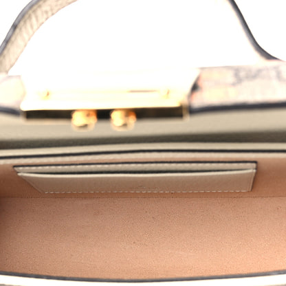 Gucci GG Supreme Monogram Berry Textured Dollar Calfskin Mini Padlock Top Handle Shoulder Bag Beige Ebony Light Copper Mystic White 5 of 12